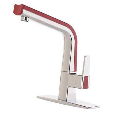 cleanFLO 88809-51 Matisse Single Lever Metal Kitchen Facuet - Chrome & Red Finsh