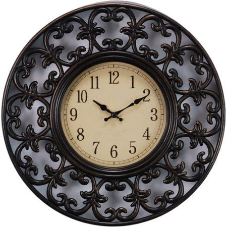 Kiera Grace Decorative Lattice Design 11" Wall Clock with Antique Bronze Finish