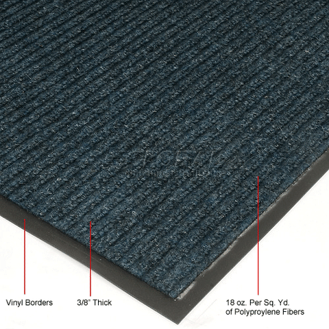 Deep Cleaning Ribbed 3 Foot Wide Roll Entrance Mat Blue