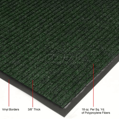 Deep Cleaning Ribbed 3 Foot Wide Roll Entrance Mat Green