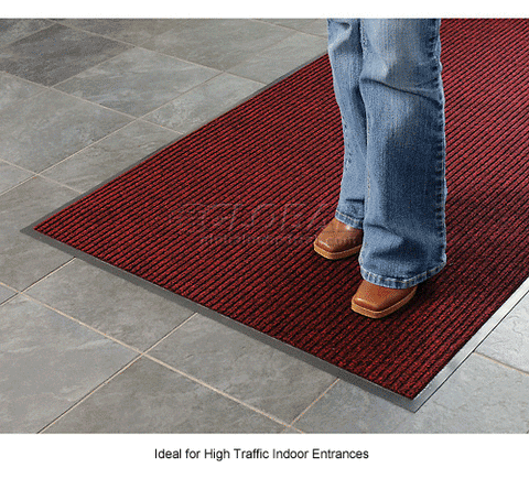 Deep Cleaning Ribbed 6 Foot Wide Roll Entrance Mat Red
