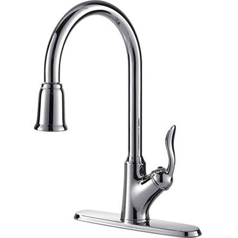 Ultra Faucets 1 Handle Kitchen Faucet W/Pull-Down Spray, UF13300 Chrome, 16-13/16"H