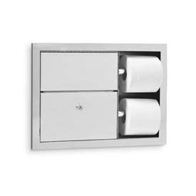 Toilet Tissue Dispenser & Sanitary Napkin Disposal U862, Dual, Recessed