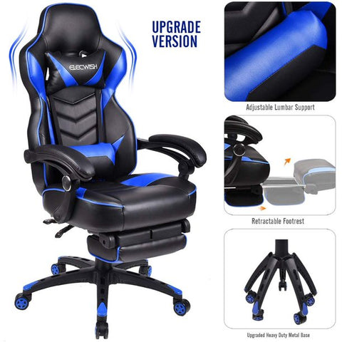 ELECWISH Racing Style Reclining Gaming Chair BLUE