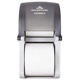 Coreless 5-3/4" Dia. Vertical Double Roll Tissue Dispenser 6" x 6-1/2" x 13-1/2", Smoke - GEP56790