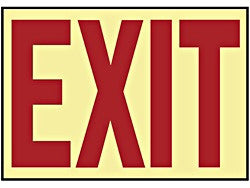 "Exit" Glow In the Dark Adhesive Backed Sign