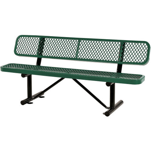 6 ft. Outdoor Steel Bench with Backrest - Expanded Metal - green