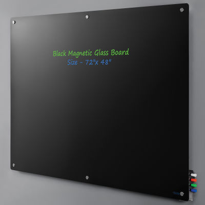 Magnetic Glass Dry Erase Board - 72 x 48" - Black