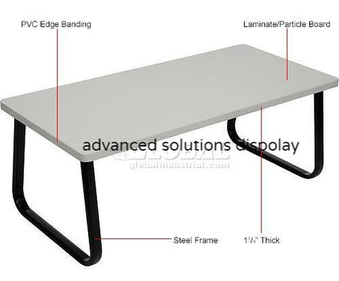 Rectangle Coffee Table 43" x 20" Gray Top