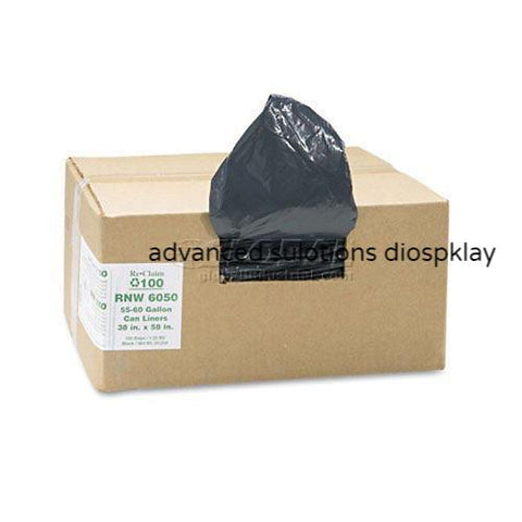 ReClaim™ Black Recycled Can Liners - 55 to 60 Gallon, 1.25 Mil, 100/Case