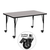 Gray Flash Furniture Gray Preschool, 24''W x 48''D x 17.5'' - 25.5''H