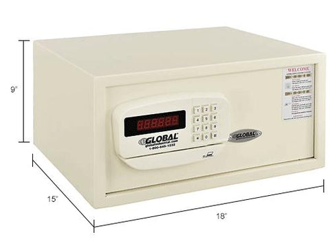 Personal Hotel Safe Electronic Lock w/Card Slot 18"W x 15"D x 9"H Keyed Differently, White