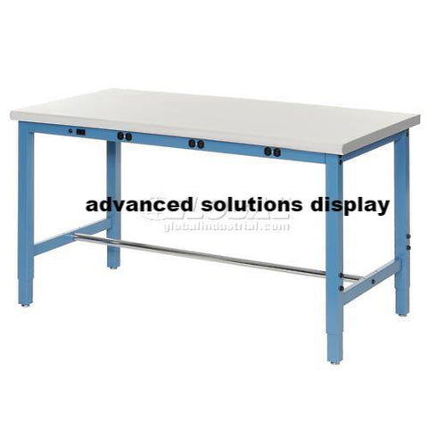 72"W x 30"D Production Workbench with Power Apron - Plastic Laminate Safety Edge - Blue