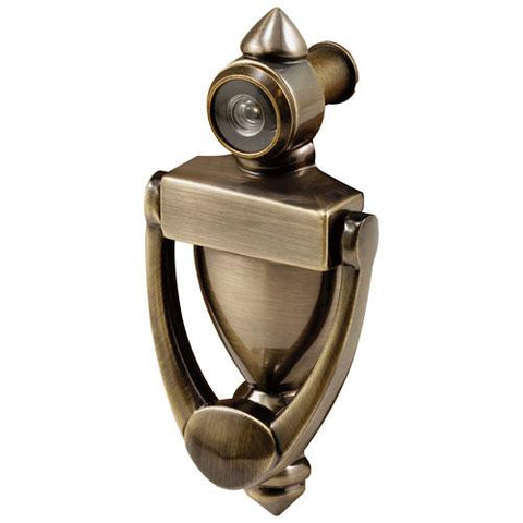 Prime-Line® Door Knocker And Viewer, 180 Degree, Antique Brass, S 4235