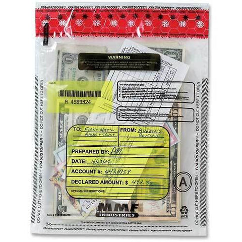 MMF FRAUDSTOPPER Tamper-Evident Deposit Bag 2362010N20, 9"W x 12"H, Clear, Price per 100 Bags/Box