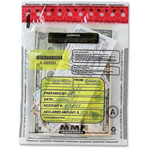 MMF FRAUDSTOPPER Tamper-Evident Deposit Bag 2362010N20, 9"W x 12"H, Clear, Price per 100 Bags/Box