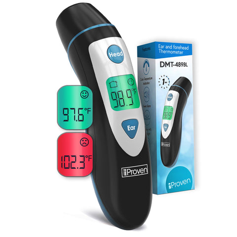 iProven Forehead and Ear Thermometer for Adults with Colored Fever Warning DMT-489 Black