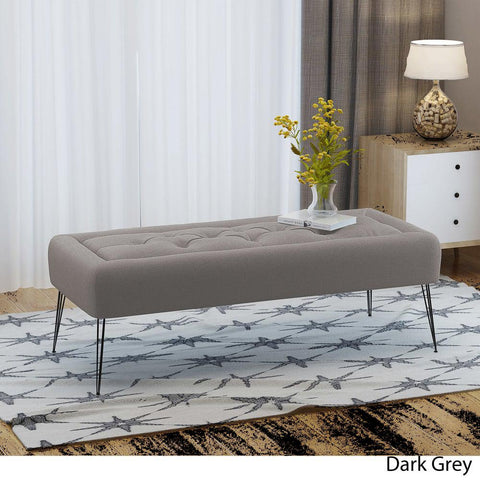 Zyler Rectangle Tufted Fabric Ottoman Bench by Christopher Knight Home - dark grey