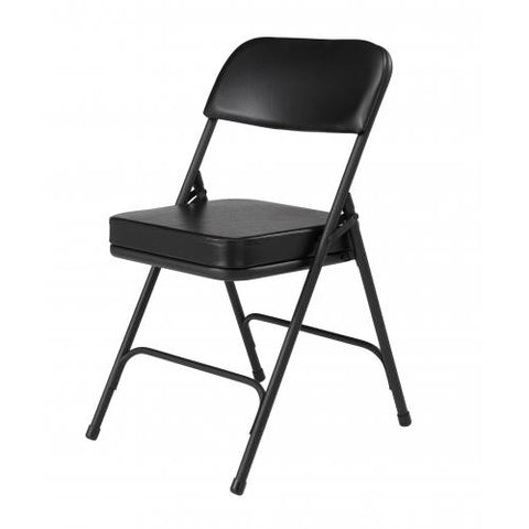 Seating NPS 3200 Series Premium 2 Vinyl Upholstered Double Hinge Folding Chair, Black, Pack of 2