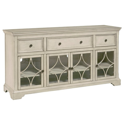 Four Door Console with Drawers in Off-White