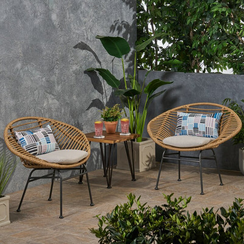 Maser Outdoor Woven Patio Chair with Cushion (Set of 2)