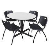 48 in. Round Breakroom Table- White & 4 M Stack Chairs