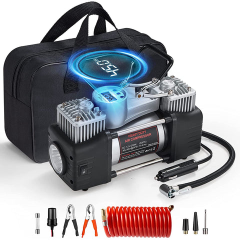 OlarHike 12V 150PSI Portable Air Compressor Dual Cylinder Metal Pump