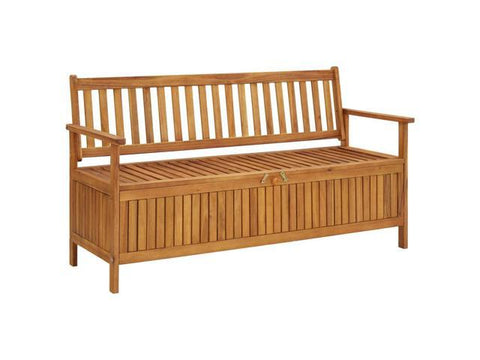 Solid Wood Acacia Patio Storage Bench 58.3" Garden Outdoor Furniture