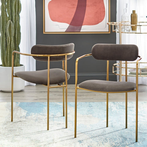 Simple Living Retro Velvet Dining Arm Chair (Set of 2) - Taupe