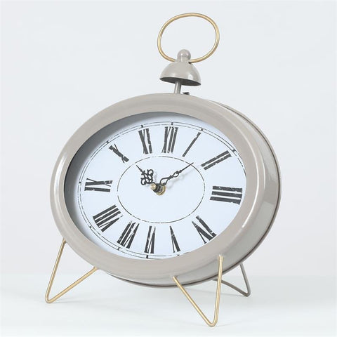 Oval Decorative Table Clock Gray