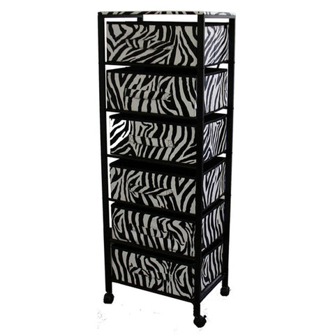 Metal Shelf with 6 Drawers with Zebra Print