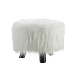 Faux Fur Wood Upholstered Foot Stool