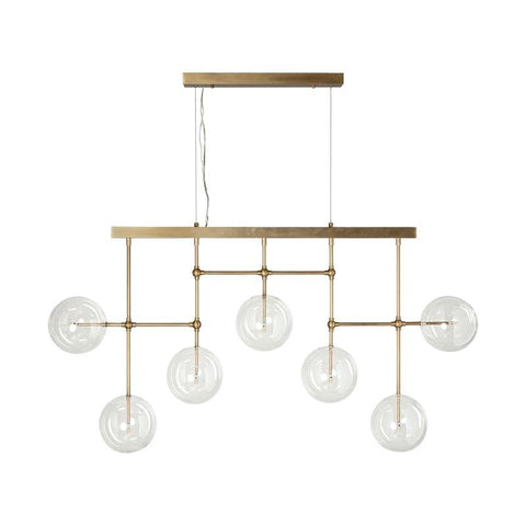 Multi-Arm Glass Globe 7 Bulb Chandelier in Gold