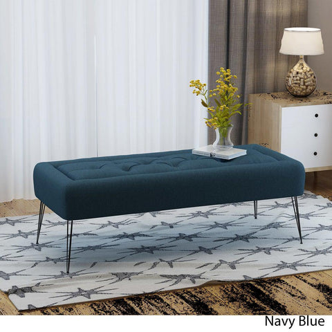Zyler Rectangle Tufted Fabric Ottoman Bench by Christopher Knight Home - Blue