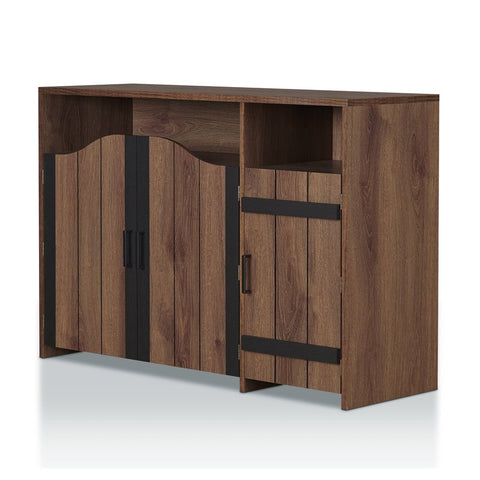 Helen Farmhouse Wood Buffet in Distressed Walnut and Black