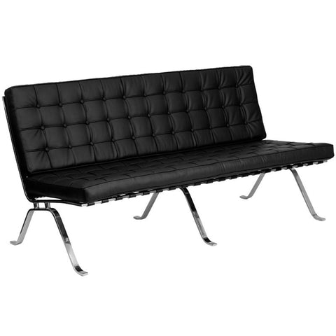 Flash Leather Tufted Sofa in Black