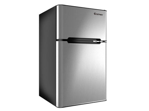 Stainless Steel Refrigerator Small Freezer Cooler Fridge Compact 3.2 cu ft. Unit