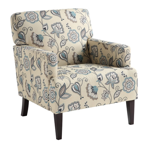 Carrington Armchair Avignon Sky Multi-Color Fabric and Solid Wood Espresso Legs