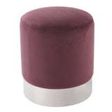 Inspired Home Sadie Velvet Ottoman Round with Metal Base