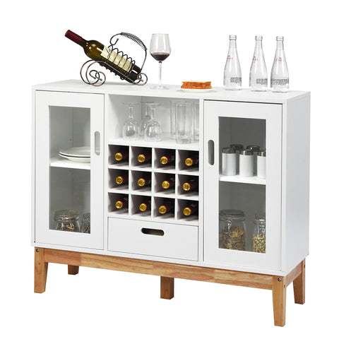 Wood Wine Storage Cabinet w/ Wine Rack & Drawer
