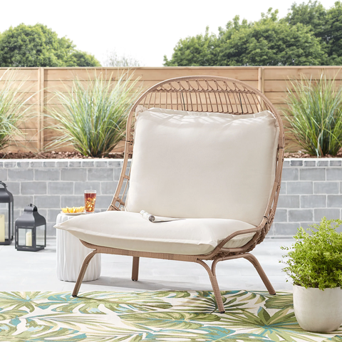 Willow Sage Steel Wicker Patio Cuddle Chair, Brown