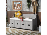 Movable Cushion Storage Bench with Drawers and Backrest for Entryway and Living Room(White)