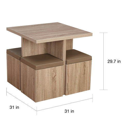 Simple Living 5 piece Baxter Dining Set with Storage Ottomans -
