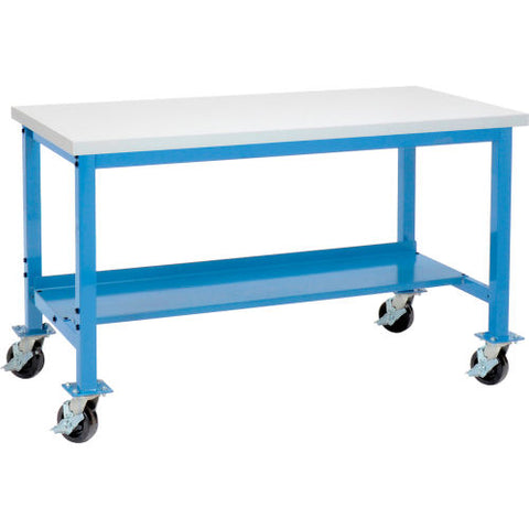Mobile Lab Workbench w/ Laminate Square Edge Top, 60"W x 24"D, Blue