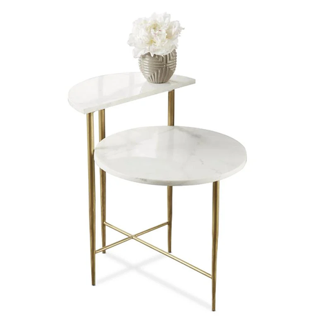 Patna White Marble Top Accent Table