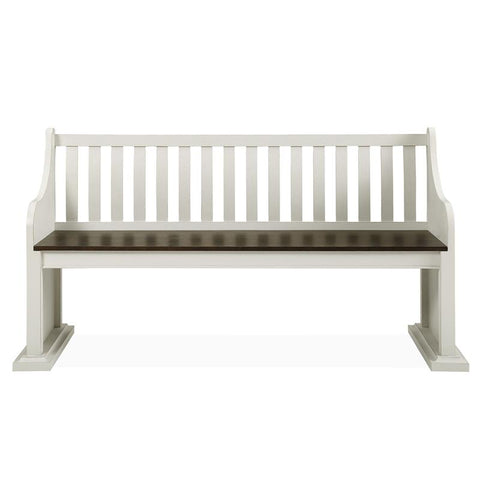Joanna Two-Tone Ivory and Dark Oak Farmhouse Dining Bench with Back