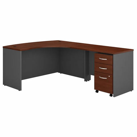 Series C L-Shape Executive Desk-Hansen Cherry/Graphite gray