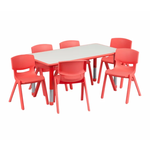 Adjustable 7 Piece Rectangle Activity Table & 12"H Chair Set