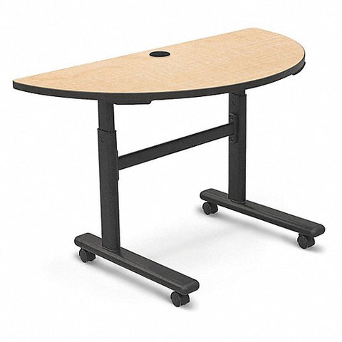 Mobile Training Table: 48 in Wd, 24 in Dp, 29 in to 45 in Ht, Fusion Maple