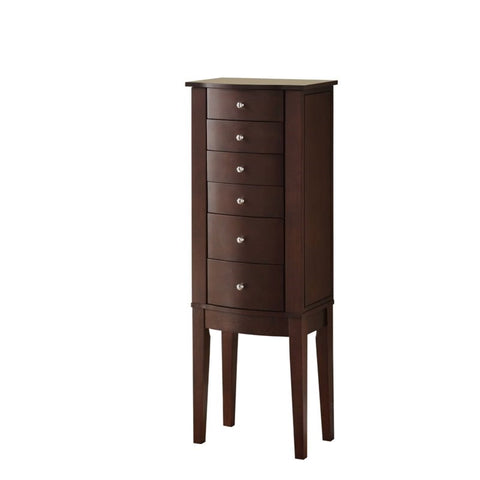 Wood Jewelry Armoire in Merlot Brown